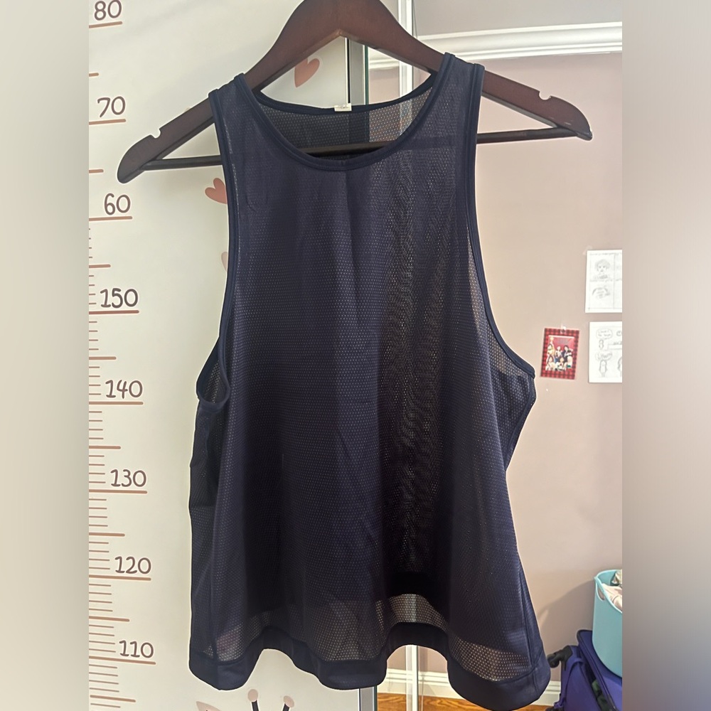lululemon Size 6 Navy Grid Mesh Training Tank Top